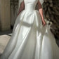 Girlhomeshops-White satin off-the-shoulder long floor-length wedding prom dress gh5392