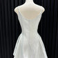 Ice blue floral satin short back to school dress, birthday party dress gh4648