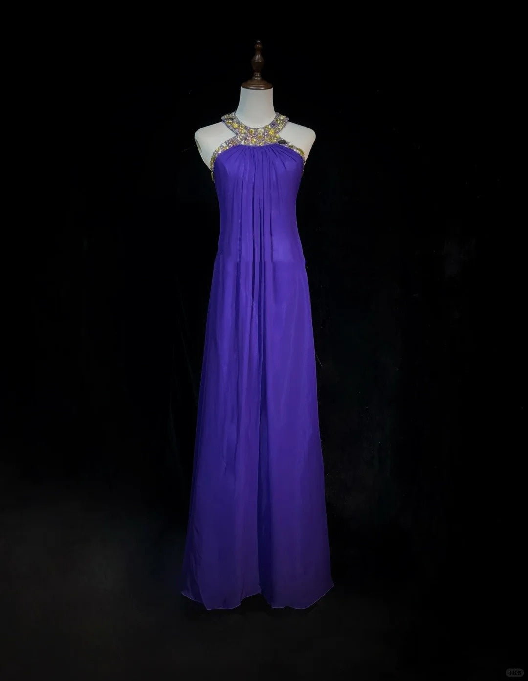 Lila Vintage-Mode Elegant Exquisite Edelstein Strass Perlen Lange Bodenlangen Tüll Ballkleid Abendkleid Partykleid Ballkleid gh3863