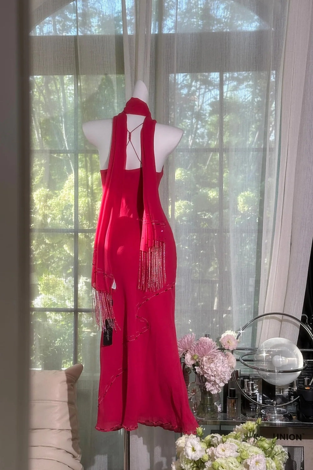 girlhomeshops – (Inklusive passendem Schal) Neues elegantes, rosafarbenes Abendkleid gh6116