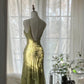 Grün Romantisch Mode Elegant Zarte Blumenapplikation Perlen Spaghettiträger Midi/Kurz Chiffon Rüschen Ballkleid Abendkleid Partykleid gh4060