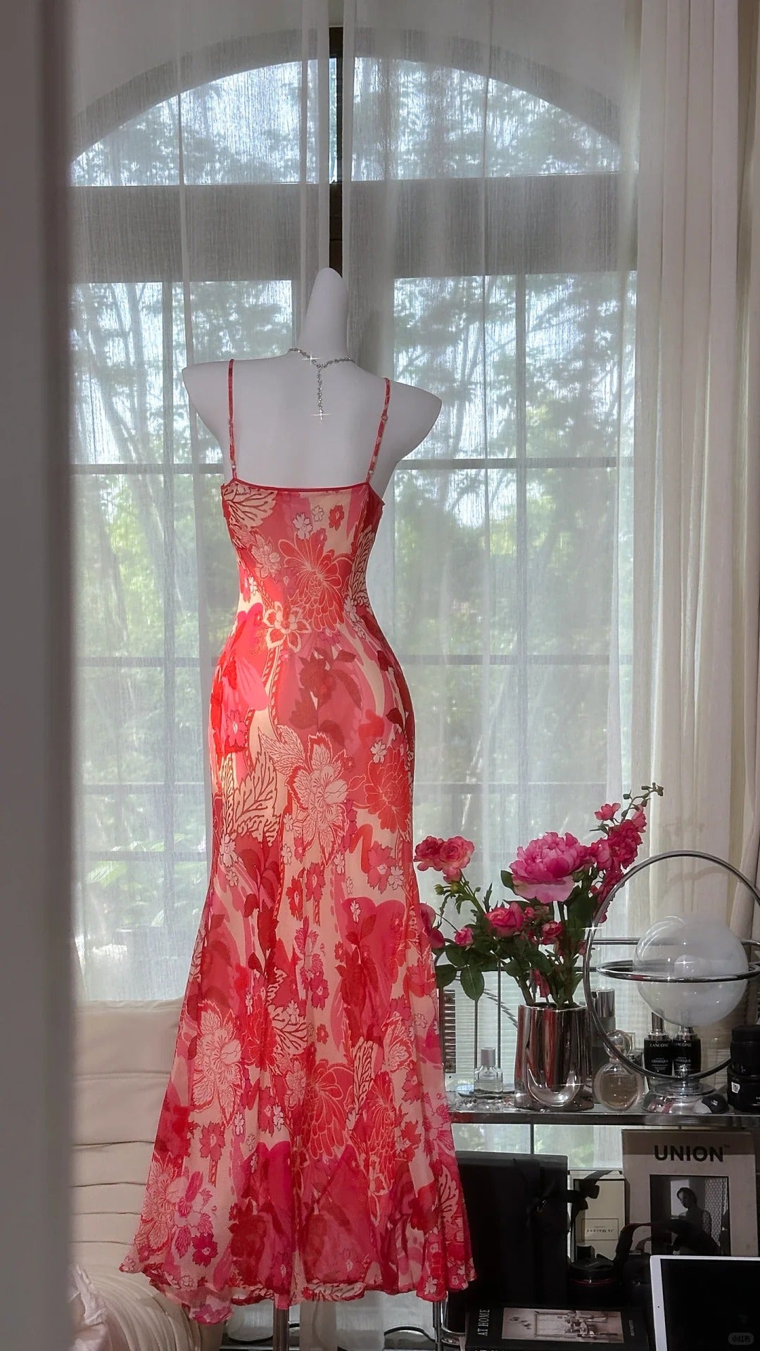 Rote Perlen Romantische Elegante Lange Chiffon Ballkleid Abendkleid Party Kleid Datum Kleid gh4615
