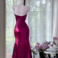 Girlhomeshops-Dunkelrosa schlichtes, modisches, elegantes, langes Satin-Ballkleid, Abendkleid, Partykleid, gh5163