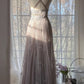Grau Lila Romantisch Mode Elegant Exquisite Spitze Blumenapplikation Langes Tüll Feen-Ballkleid Abendkleid Geburtstags-/Hochzeitsgast-/Feiertagspartykleid Ballkleid Valentinstags-Date-Kleid Brautjungfernkleid gh4031