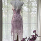 Lila, wunderschön, exquisite Perlenspitze, langes Chiffon-Heimkehrkleid, Ballkleid, Abendkleid, Hochzeitspartykleid, Abschlussballkleid, Datumskleid, gh3988