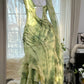 Green Romantic Elegant Exquisite Beaded Backless Long Chiffon Ruffle Homecoming Dress Prom Dress Evening Dress Birthday Vacation Party Dress gh4008