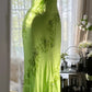 Grün wunderschöne Mode eine Schulter elegante Vintage exquisite Perlen lange Chiffon Ballkleid Abendkleid Geburtstag Party Kleid Ballkleid gh3951