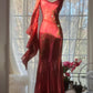Rot Romantisch Mode Elegant Exquisite Lotus Gold Perlen Lang Chiffon Fischschwanz Rock Meerjungfrau Schlank Ballkleid Abendkleid Geburtstag/Hochzeitsgast/Urlaub Partykleid Ballkleid Valentinstag Date Kleid gh4029