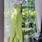 Grünes romantisches Feenkleid aus Chiffon mit exquisiter Perlenverzierung, langes Date-Kleid, Partykleid gh6910