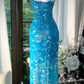 Blaues funkelndes Ballkleid, langes Chiffon-Ballkleid, Abendkleid, Geburtstagskleid, Hochzeitskleid, gh4528
