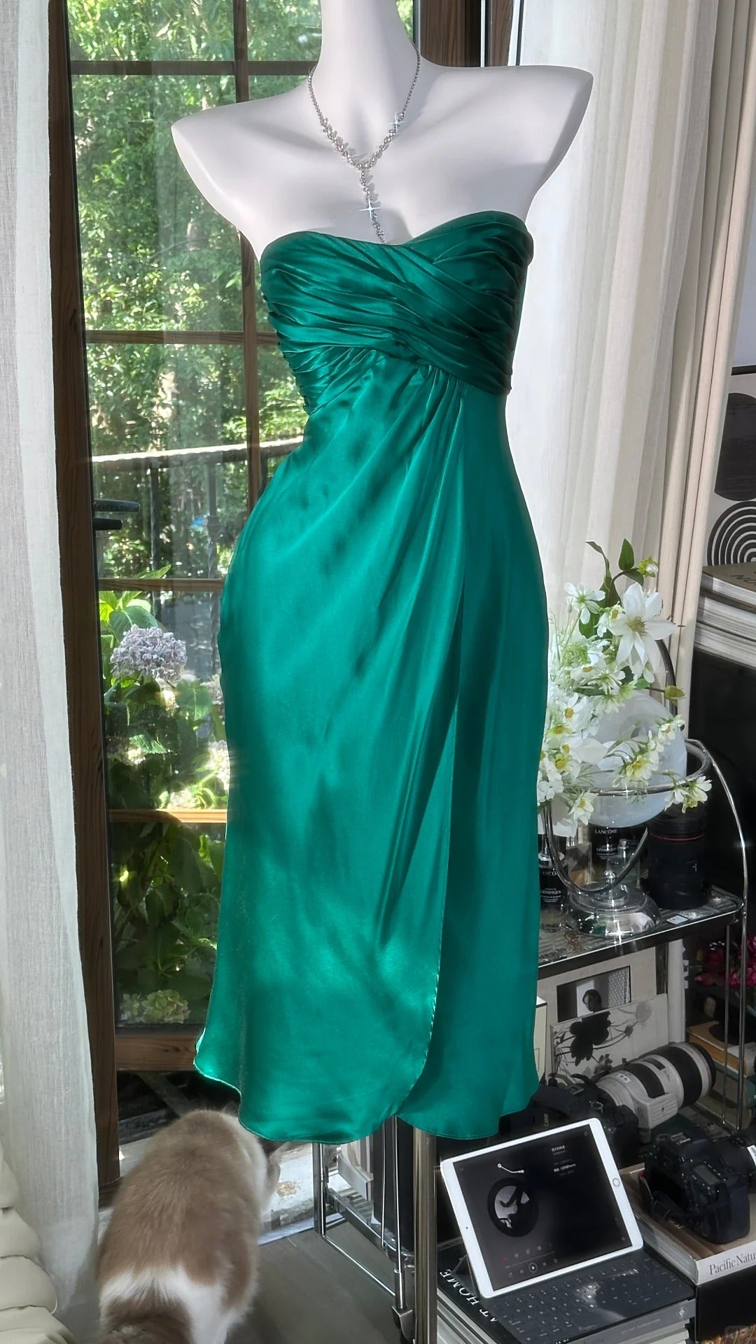 Girlhomeshops-Dunkelgrünes kurzes Chiffon-Heimkehrkleid, Geburtstagspartykleid, gh5167