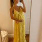 Robe de soirée longue en mousseline de soie jaune, simple et confortable, robe de bal, robe d'invité de mariage, gh4728