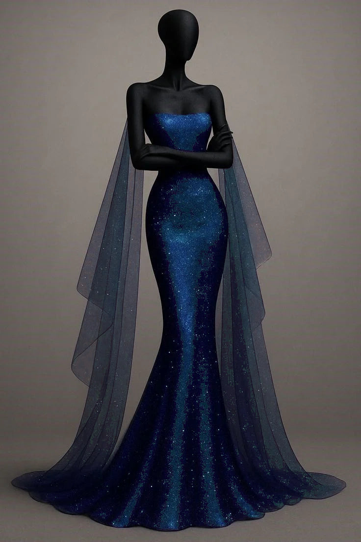 Girlhomeshops-Blue/Purple Sparkling Long Satin Mermaid Prom Dress Evening Dress Party Dress gh5000