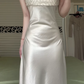 Champagne Wide‑Strap Long Evening Gown, Diamond Pattern Beaded Bodice Satin Mermaid Formal Prom Dress gh9027