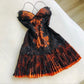 Robe de soirée courte en dentelle orange et noire à paillettes, tenue de fête d'anniversaire gh4726
