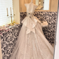 Ivory Strapless Waist-Cinched Beaded Full Flared Long Vintage Romantic Dress, Wedding Gown gh7583