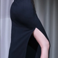 ✨Girlhomeshops-Black Butterfly Sequin Two Piece Midi Gown Chain Strap Fringe Slit Party Dress gh10101
