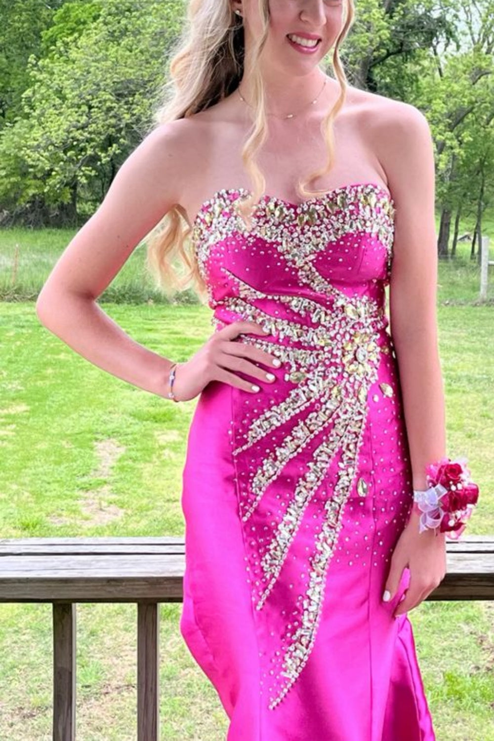 girlhomeshops-Festliches Kleid mit zarten rosa Perlen gh6117