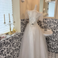 Ivory Square Neck Waist-Cinched A-Line Luxury Romantic Dress, Wedding Gown gh7696