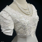 Round Neck Vintage A Line Bridal Gown Puff Short Sleeves Lace Embroidery Wedding Dress with Train gh9542