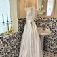 White Strapless Waist-Cinched Satin Minimalist Luxury Long Romantic Dress, Wedding Gown gh7603