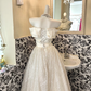 Ivory Stylish Off-the-Shoulder Waist-Cinched Full Flared Skirt Romantic Dress, Wedding Gown gh7616