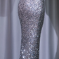 ✨Girlhomeshops-Silver Sequin One Shoulder Mermaid Prom Dress Fitted Sheer Evening Gown gh9954