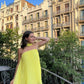 Robe de soirée courte en mousseline de soie, simple et à la mode, jaune, pour les vacances à la plage, les voyages, gh4882