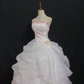 Blush Pink Strapless Long Romantic Wedding Dress, Cinched Waist, Voluminous Princess Skirt gh8342