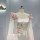 Light Pink Gradient Waist-Cinched Fitted Elegant Long Evening Dress, Fairy Gown, Romantic Gown gh7409
