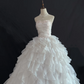 White Strapless Romantic Gown, Fitted Waist, Fluffy Tiered Cake Skirt, Wedding Dress & Bridal Gown gh8246