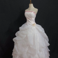 Blush Pink Strapless Long Romantic Wedding Dress, Cinched Waist, Voluminous Princess Skirt gh8342