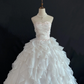 White Strapless Romantic Gown, Fitted Waist, Fluffy Tiered Cake Skirt, Wedding Dress & Bridal Gown gh8246