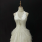 Off White Halter Romantic Gown, Rhinestone Embellishments, Cinched Waist, Fluffy Lovely Skirt, Wedding Dress & Bridal Gown gh8161