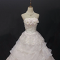 Off-white Strapless Romantic Gown With Floral Embellishments, Fitted Waist & Voluminous Princess Skirt, Wedding Dress & Bridal Gown gh8201