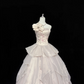 Blush Pink Satin Strapless Cinched Waist Multi-Layer Voluminous Skirt Long Romantic Dress, Wedding Gown gh7855