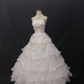 Off-white Strapless Romantic Gown With Floral Embellishments, Fitted Waist & Voluminous Princess Skirt, Wedding Dress & Bridal Gown gh8201