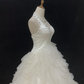 Off White Halter Romantic Gown, Rhinestone Embellishments, Cinched Waist, Fluffy Lovely Skirt, Wedding Dress & Bridal Gown gh8161
