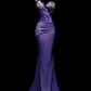 Dark Purple One-Shoulder Waist-Cinched Bodycon Sexy Prom & Evening Gown gh7338