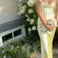 💛🍋Gelbes, modisches, elegantes, langes, schmal geschnittenes Ballkleid aus Satin mit Rüschen, Abendkleid, Gartenpartykleid, Abschlussballkleid, Ballkleid, Partykleid für Hochzeitsgäste, Brautjungfernkleid gh3984