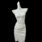 Weißes, perlenbesetztes, kurzes Satin-Heimkehrkleid, Ballkleid, Abendkleid, Partykleid, gh4831