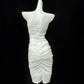 Weißes, perlenbesetztes, kurzes Satin-Heimkehrkleid, Ballkleid, Abendkleid, Partykleid, gh4831
