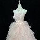 Blush Pink Strapless Cinched Waist Flowy Elegant Skirt Romantic Dress, Wedding Gown gh8077