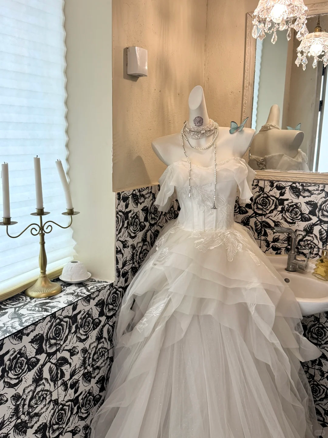 White Off-Shoulder Waist-Cinched Fluffy Skirt Long Elegant Romantic Dress, Wedding Gown gh7497