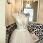 White Strapless Waist-Cinched Full Flared Long Elegant Romantic Dress, Wedding Gown gh7712