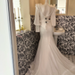 White Long-Sleeve Waist-Cinched Figure-Flattering Sexy Bodycon Long Romantic Dress, Wedding Gown gh7747