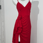 Red Spaghetti Strap Waist-Cinched Bodycon High Slit Sexy Prom & Evening Gown gh7219