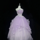 Lavender Strapless Cinched Waist Embroidered Voluminous Skirt Vintage Romantic Dress, Wedding Gown gh7982