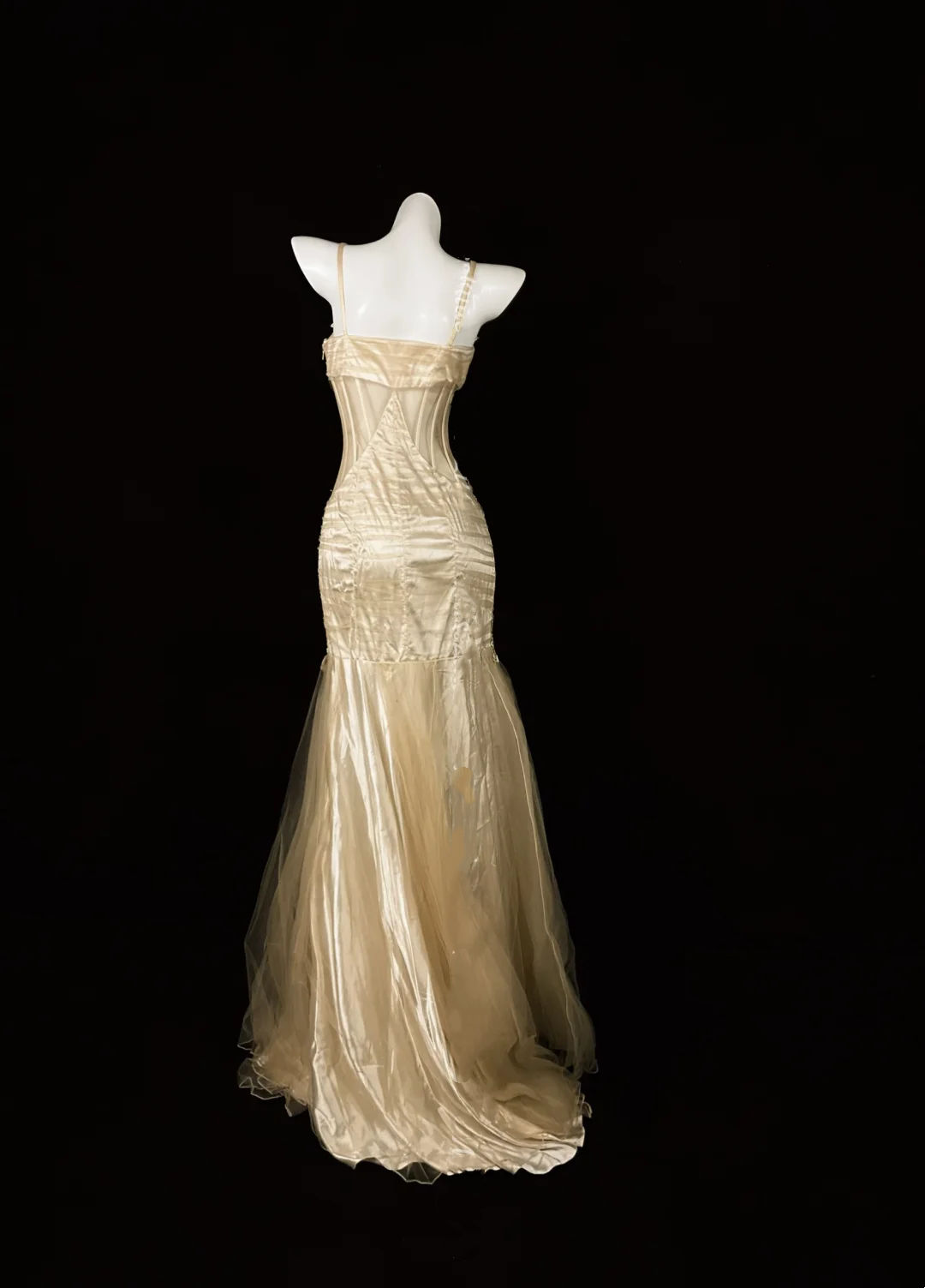 Champagne Gold Waist-Cinched Slim Sexy Evening Gown for Parties & Balls gh7158