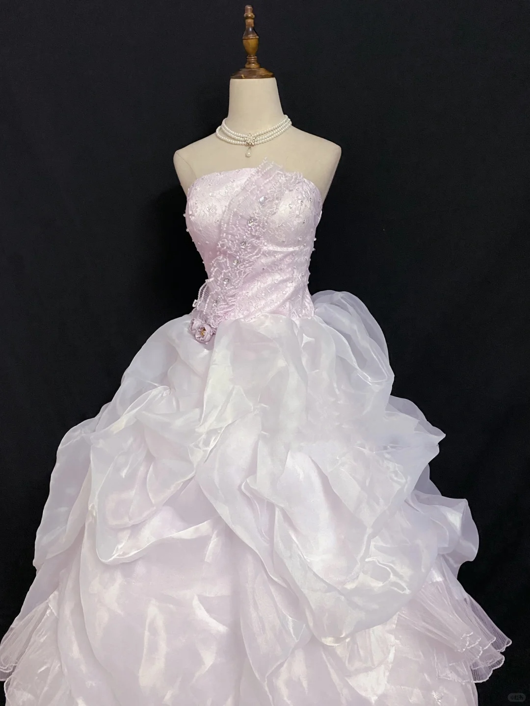 Blush Pink Strapless Long Romantic Gown with Fitted Waist and Voluminous Princess Skirt, Wedding Dress & Bridal Gown gh8293